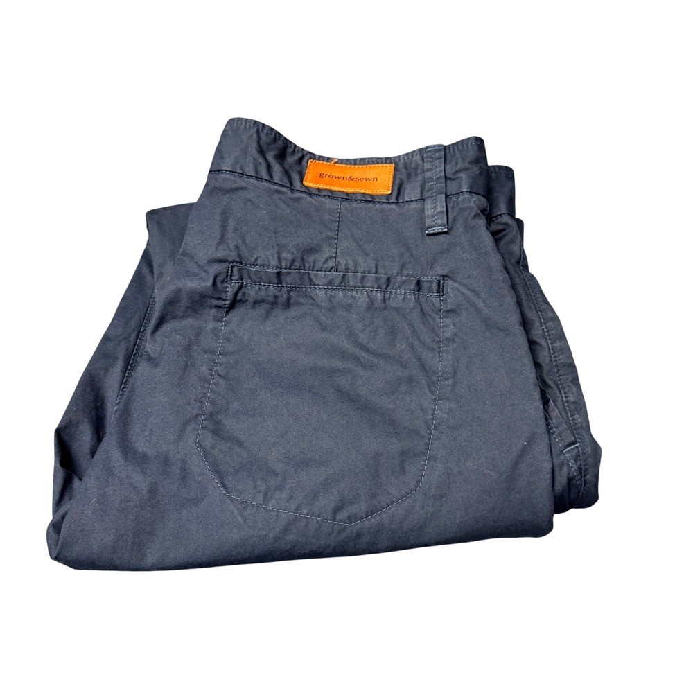 Grown & Sewn Pants Mens 33 (32x30 ACTUAL) The Legend Straight Navy Blue Chino